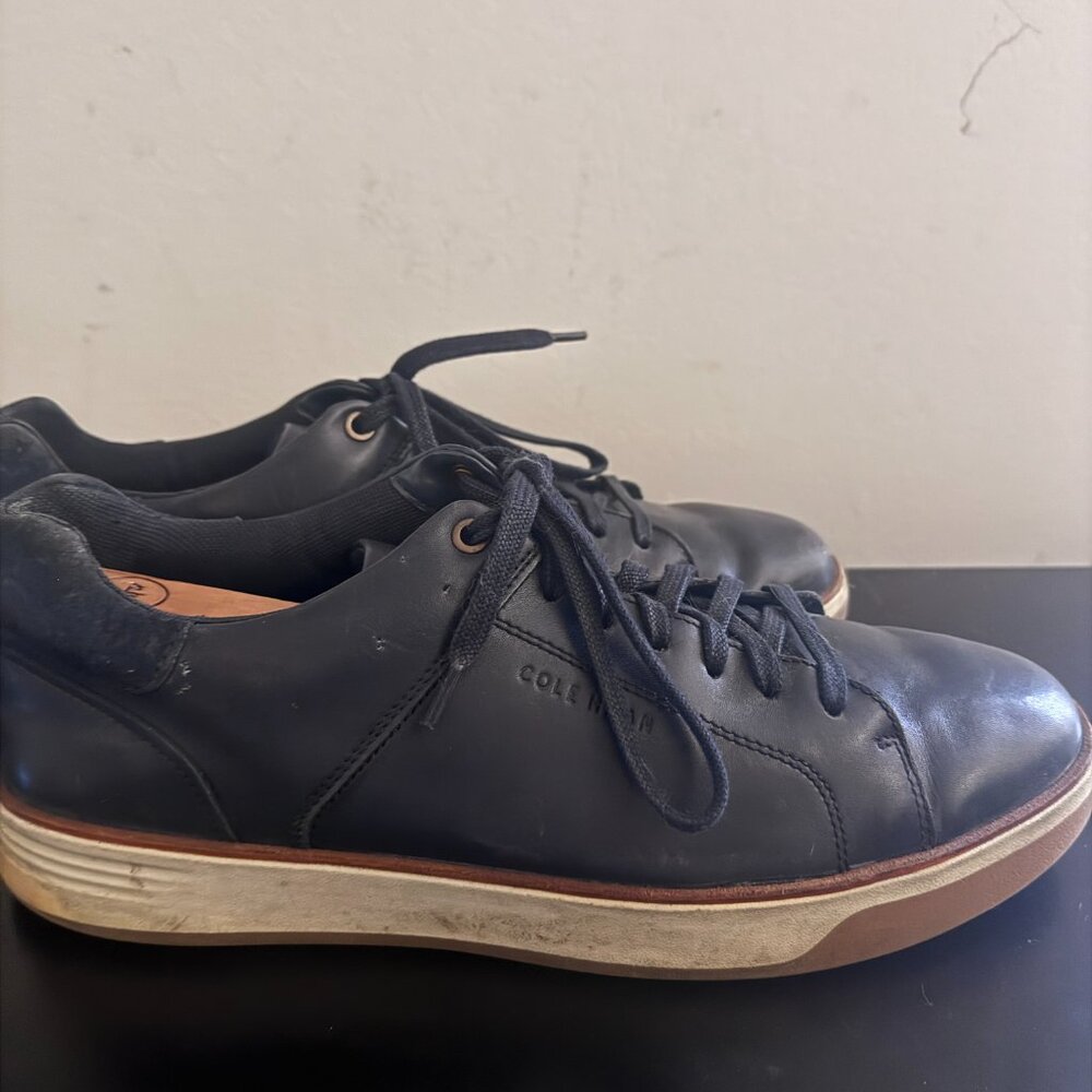 Cole Haan GrandPro Leather Sneakers | Blue | Men’s 12 | White + Gum Sole
